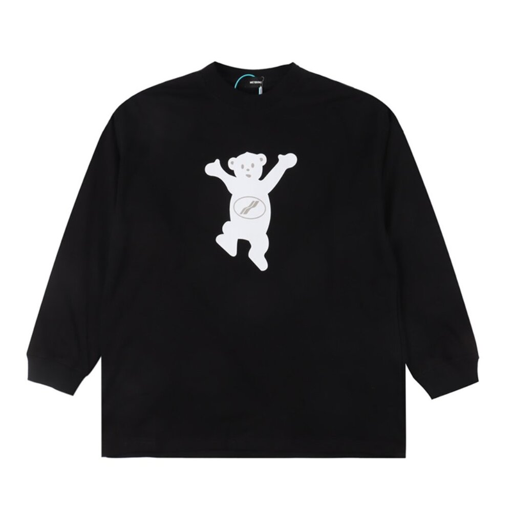 We11done Cute Bear Print Long Sleeve Black